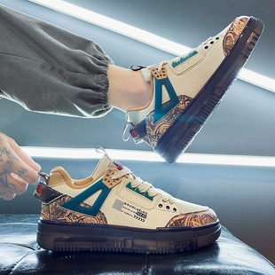新款 2023春季 防滑百搭运动国潮增高潮鞋 潮流休闲厚底板鞋 男鞋 男士
