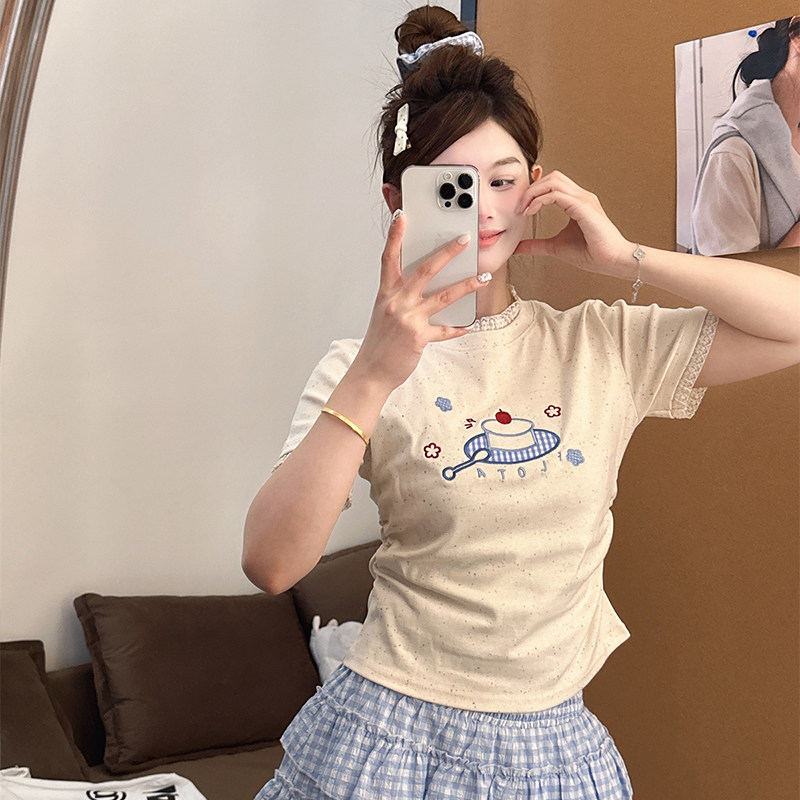 小众设计感可爱小蛋糕花边短袖t