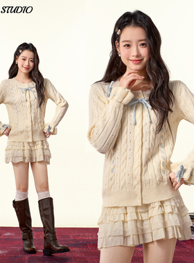 miu里miu气针织衫女软糯毛衣开衫修身内搭长袖打底衫正肩绑带上衣