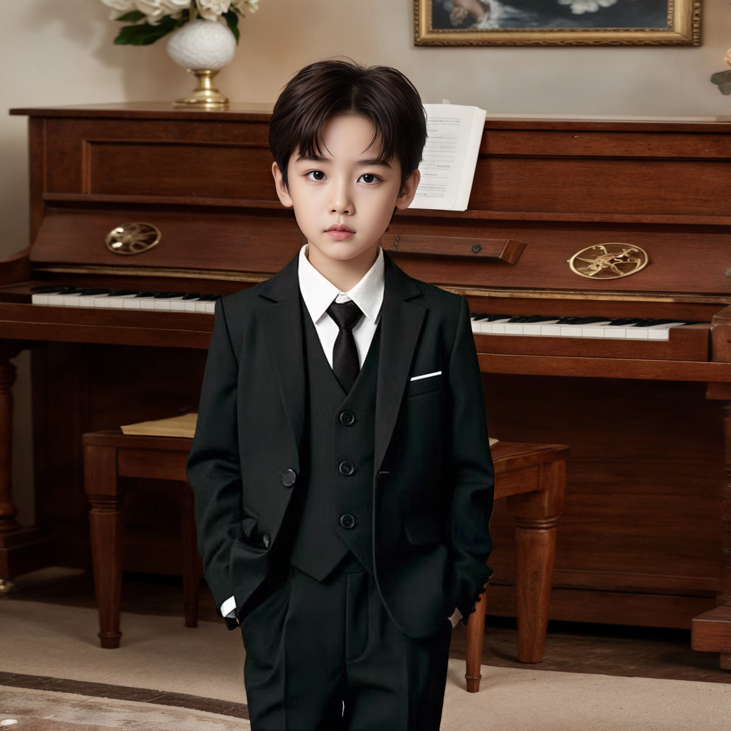 花童男童西装套装儿童主持人礼服