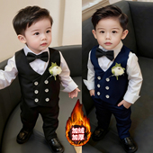 花童男童西装 秋冬痞帅风周岁男宝礼服加绒生日宴小主持人西服 套装