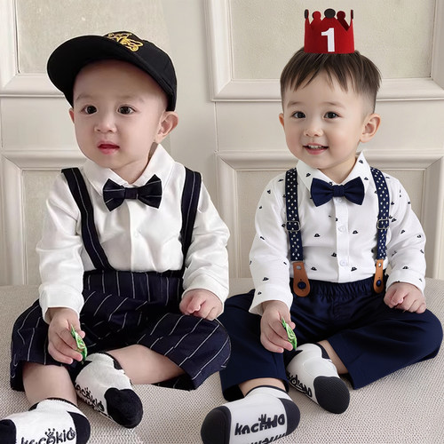 男宝周岁礼服套装抓周百天宴衣服