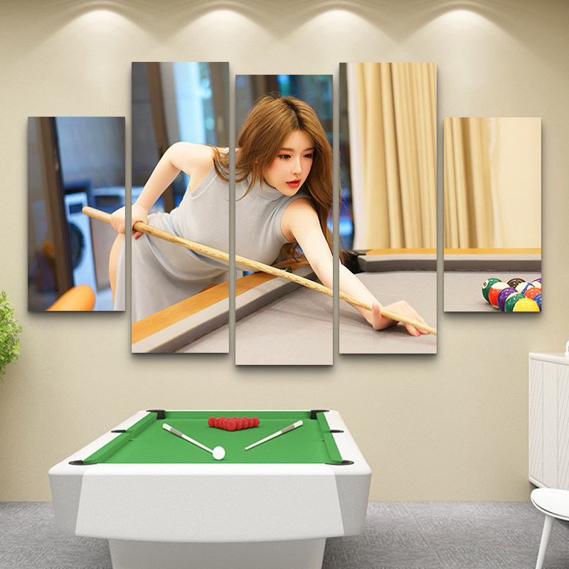 速发台球厅装饰画简约桌球海五联画室画斯诺克俱乐部挂报壁画