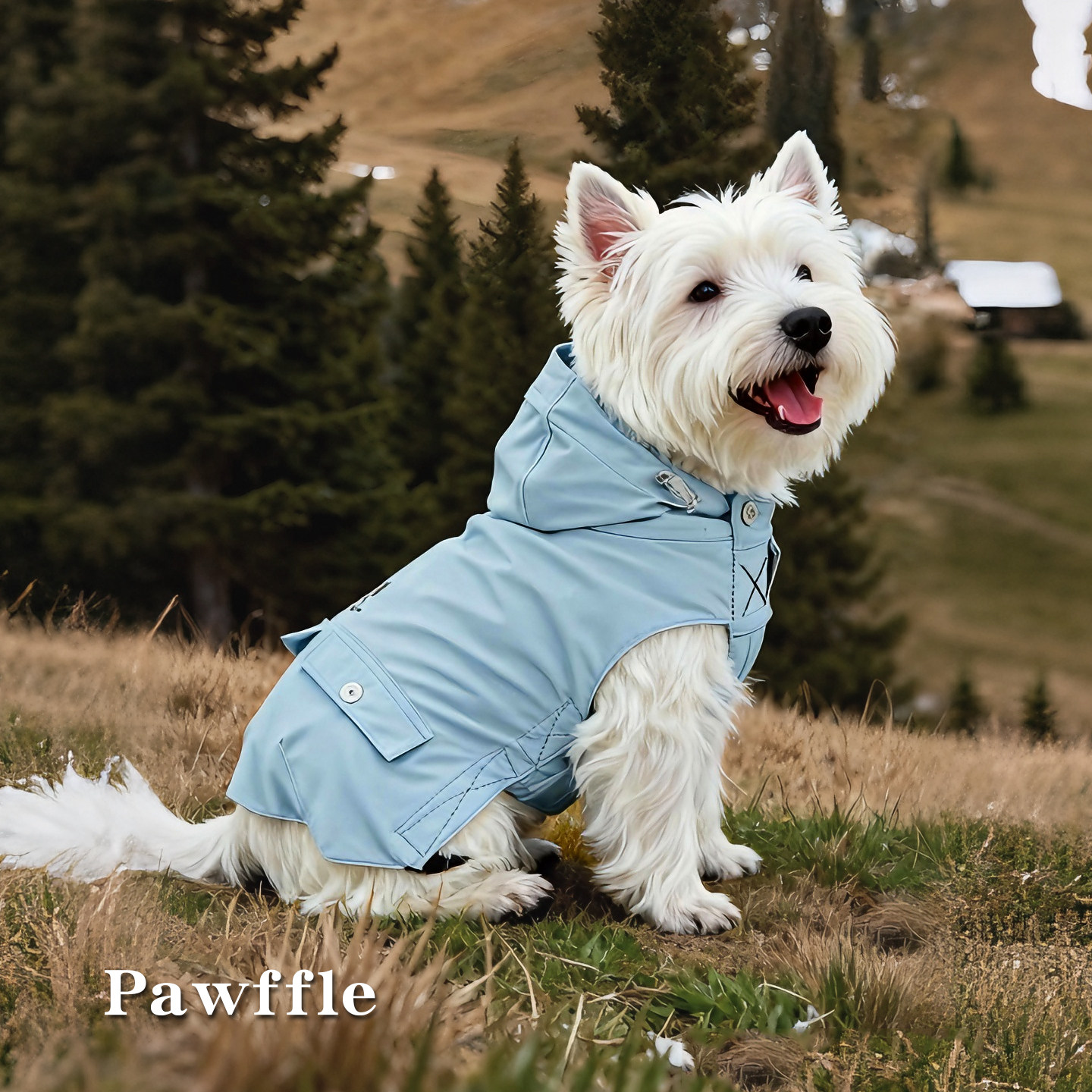 Pawffle狗狗冲锋衣连帽雨衣宠物衣服户外运动防水防脏中小型犬