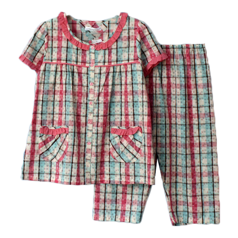 秋鹿睡衣新品夏季女士纯棉梭织甜美短袖女夏薄款家居服女套装睡裙