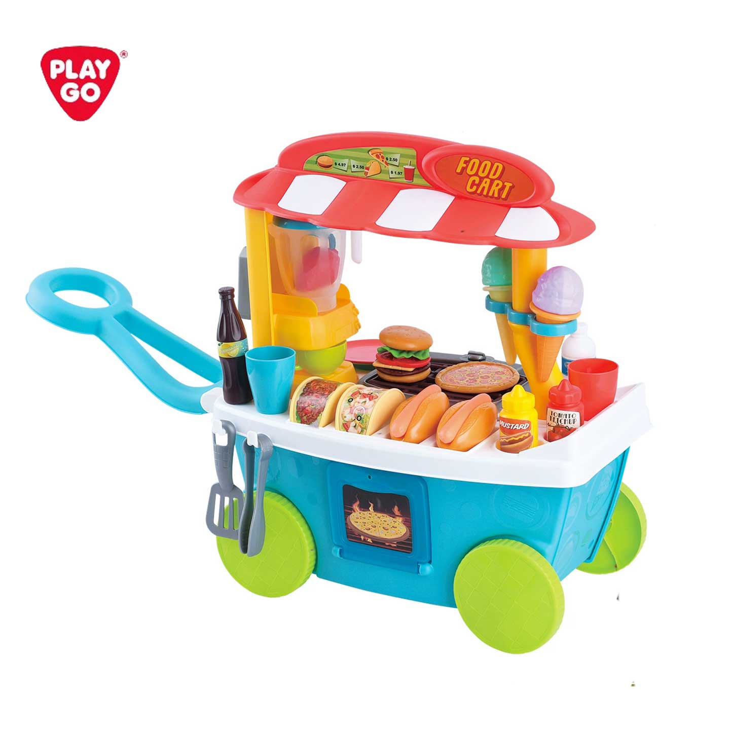 PLAYGO儿童仿真美食推车玩具汉堡