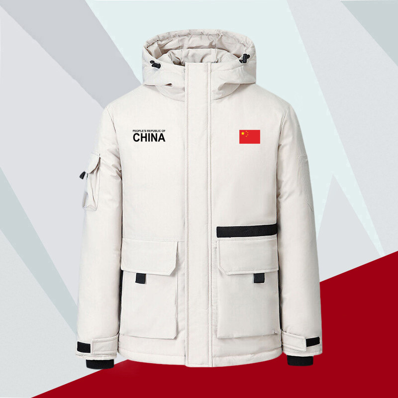 中国队China运动连帽棉服冬季男女加厚保暖户外休闲情侣棉服外套