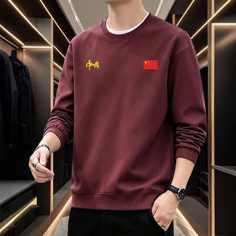中国队宽松大码卫衣男女款圆领套头运动休闲青年打底衫团体服上衣