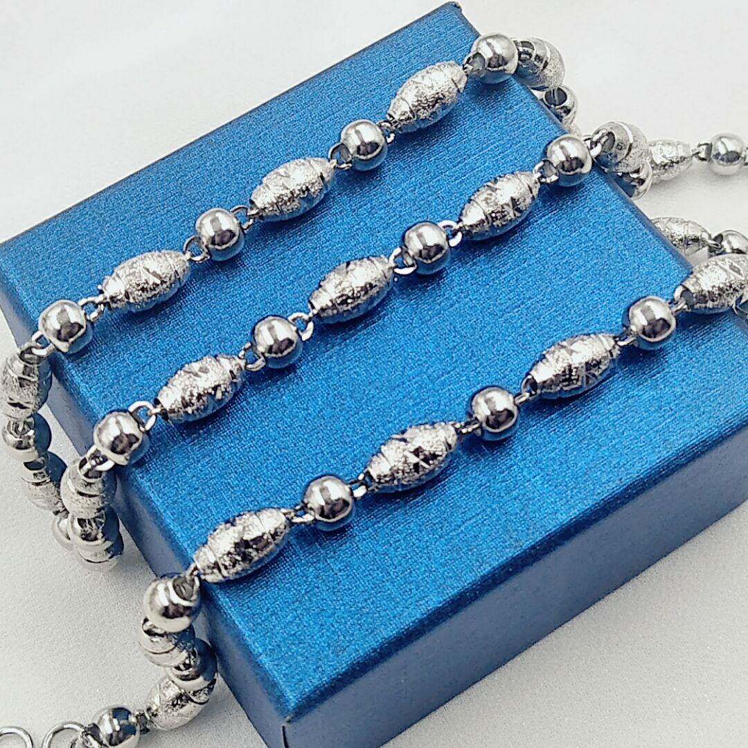 99足银男士橄榄间佛珠时尚项链潮男个性男学生银项链嘻哈流行银链