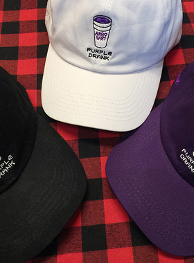 NFG高街arrogant原宿zico紫色卡通饮料杯宋闵浩 鸭舌弯檐棒球帽