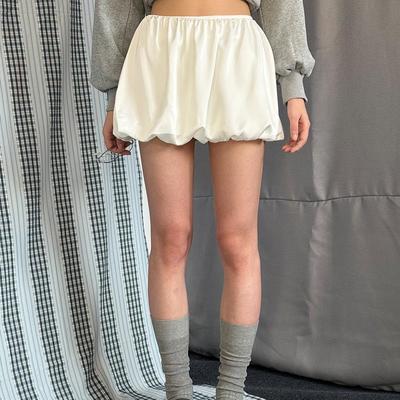 Chictang韩系白色芭蕾风半身裙子女春夏季蓬蓬短裙花苞裙鑫呐F