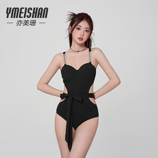 亦美珊泳衣女士连体高级黑色镂空泳装 绝美性感 泡温泉2025年新款