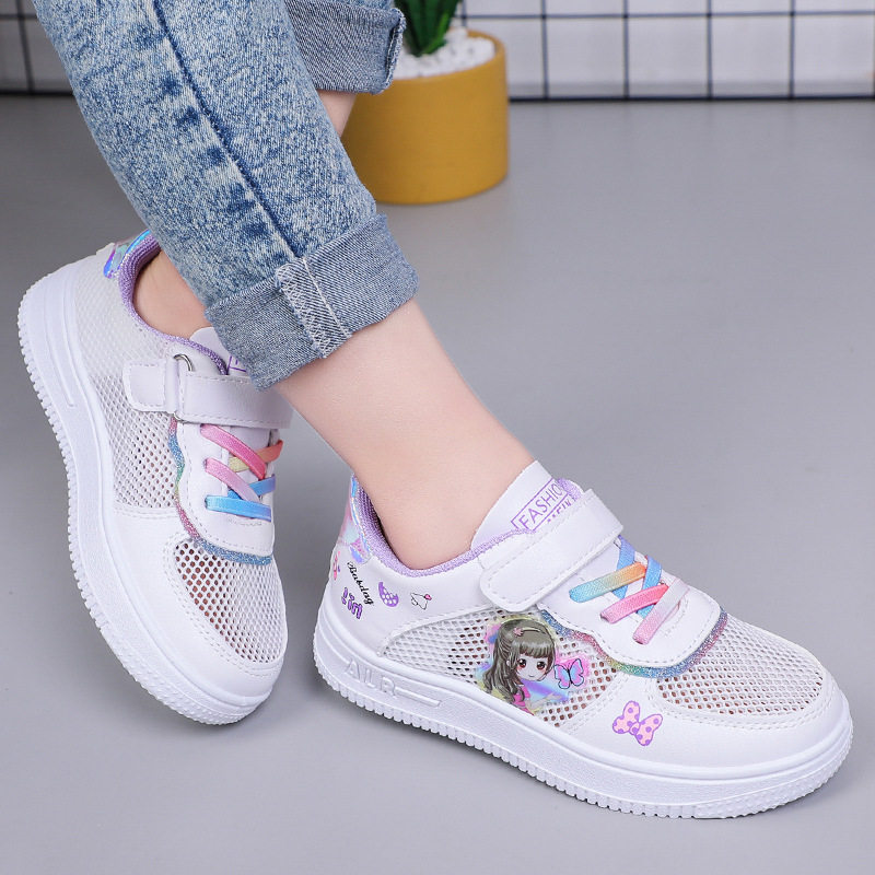 女童小白鞋2026透气运动鞋3-9岁板鞋4女孩单鞋5学生夏款6儿童网鞋
