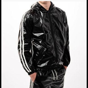 科技感亮银色宽松嘻哈演出服jazz舞女团打歌服齐舞服黑色反光街舞