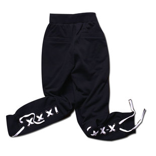 大衫衣恋原创潮牌大码男装 个性后腿系带打洞穿绳小脚裤 运动裤子