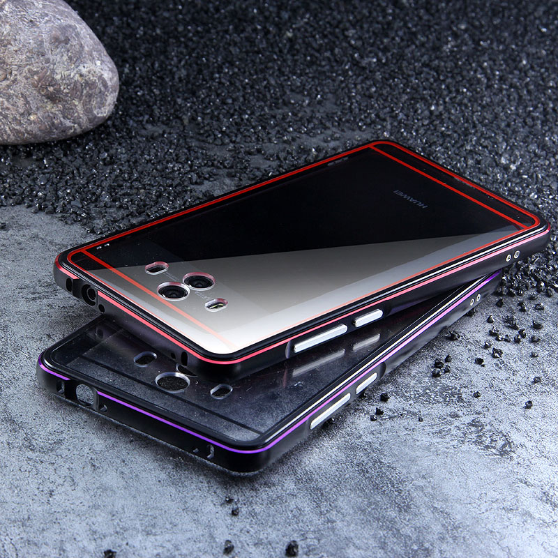 iy Bicolor Aurora Aluminum Metal Bumper Scratch Resistant Transparent PC Case Cover for Huawei Mate 10 & Huawei Mate 10 Pro