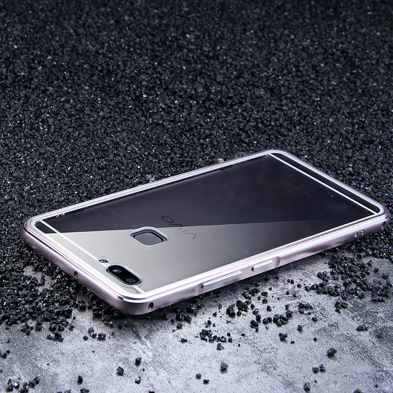 iy Bicolor Aurora Aluminum Metal Bumper Scratch Resistant Transparent PC Case Cover for vivo X20 Plus & vivo X20