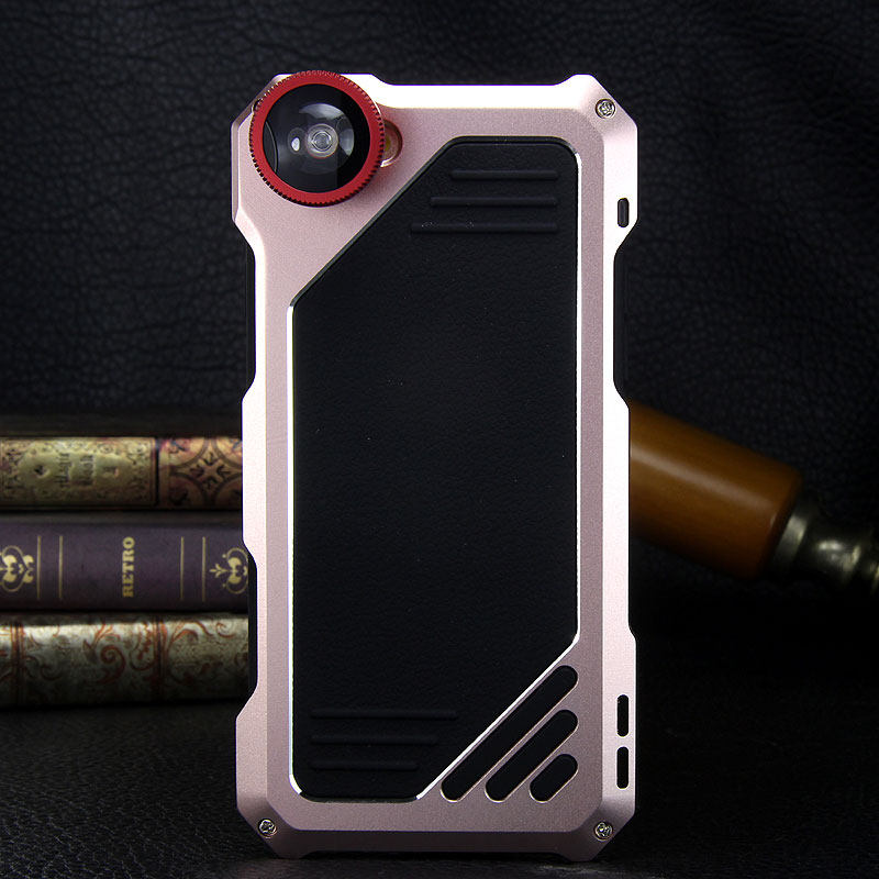 R-Just 3 in 1 Fisheye+Macro+Wide Angle Camera Lens IP54 Waterproof Dustproof Shockproof Silicone Aluminum Metal Heavy Duty Case Cover for Apple iPhone 6S Plus/6 Plus & iPhone 6S/6 & iPhone SE/5S/5