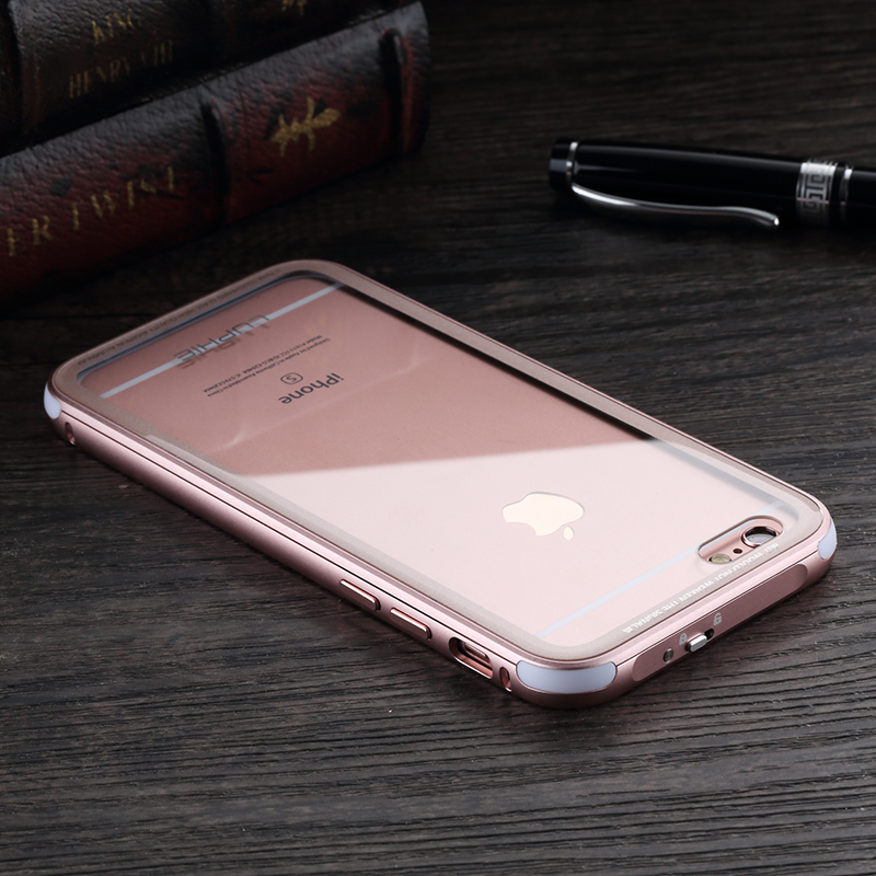 Luphie iGlass Airframe Aluminum Bumper Air Barrier Tempered Glass Back Case Cover for Apple iPhone 6S/6 & iPhone 6S Plus/6 Plus