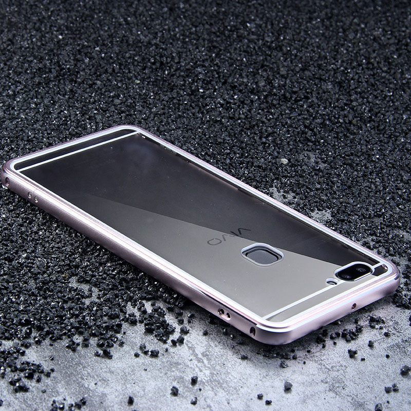 iy Bicolor Aurora Aluminum Metal Bumper Scratch Resistant Transparent PC Case Cover for vivo X20 Plus & vivo X20