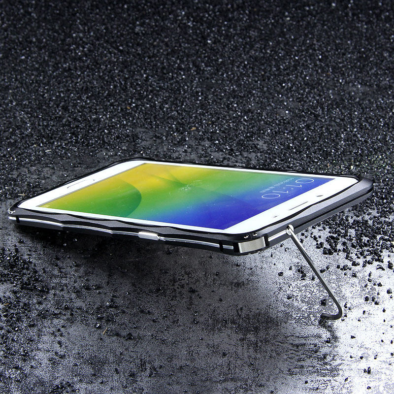 iMatch Slim Light Aluminum Metal Shockproof Bumper with Kickstand for OPPO R9s & OPPO R9s Plus