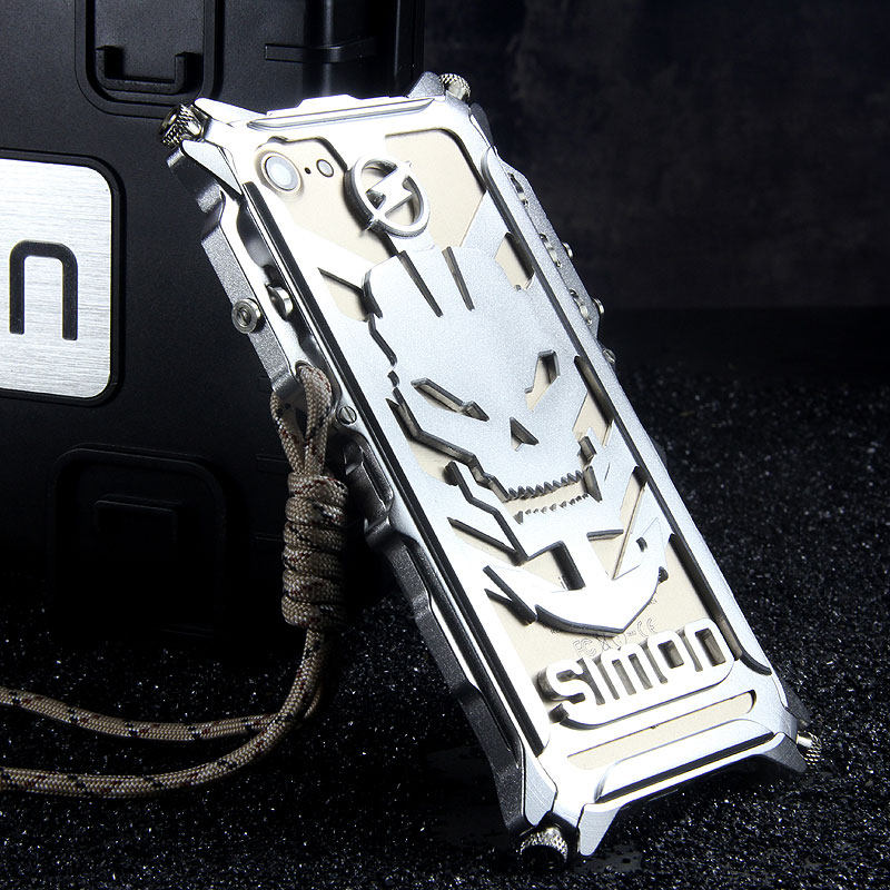 SIMON Mechanical Arm Skull Punk Premium Aluminum Metal Bumper Shockproof Case Cover for Apple iPhone 7 Plus & iPhone 7