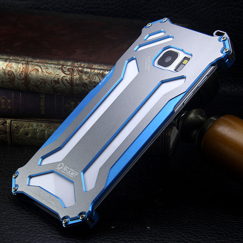 R-Just Gundam Aerospace Aluminum Contrast Color Shockproof Metal Shell Outdoor Protection Case for Samsung Galaxy S7 Edge