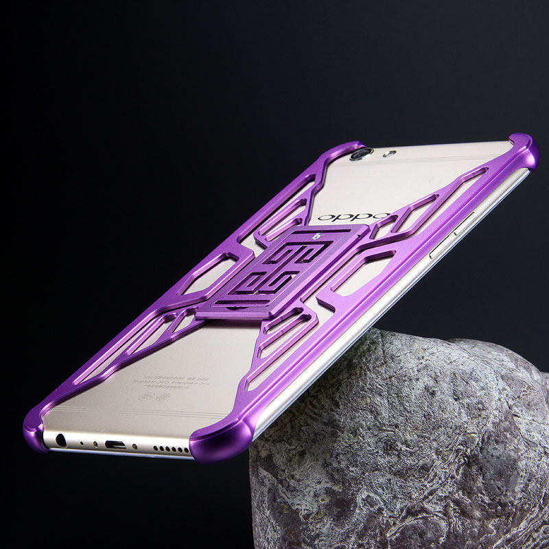 iy Metror Butterfly Aluminum Shell Shockproof Aerospace Metal Case Cover with Kickstand for OPPO R9s