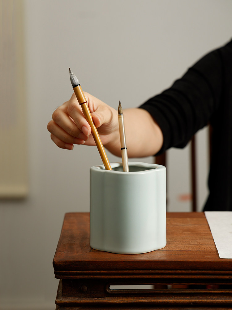 RU KILN XIANGYUN 브러시 홀더 연구 4 개의 보물 서예 연습 다기능 서예 도자기 브러시 보관 홀더