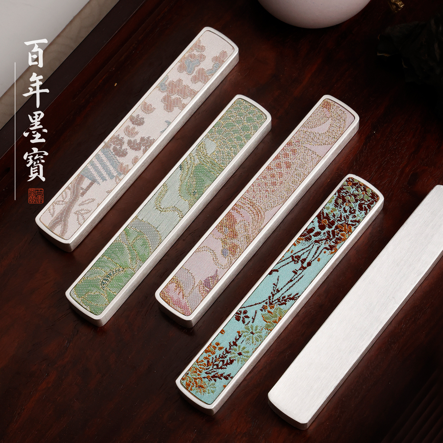 织锦镀银镇纸书法国画专用镇尺批发砚台压书压纸创意中国风毛笔练字摆件女生文创送礼文房四宝高颜值礼物