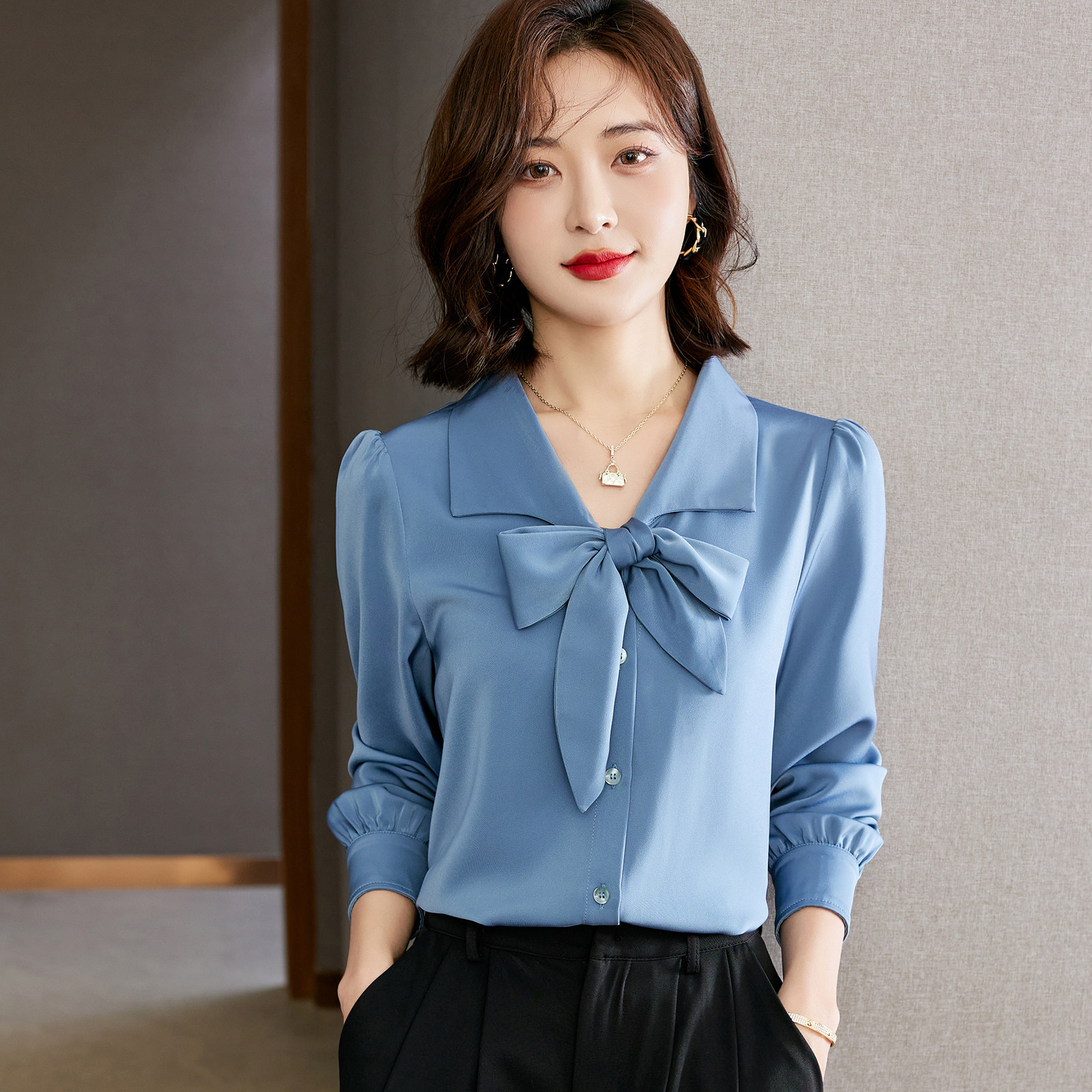 品牌折扣店女装专柜正品清仓大牌特卖京东购物商城春装真丝衬衫女
