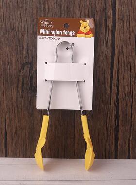 日本本土限定维尼熊不锈钢食物夹面包三明治水果食品夹子耐热180