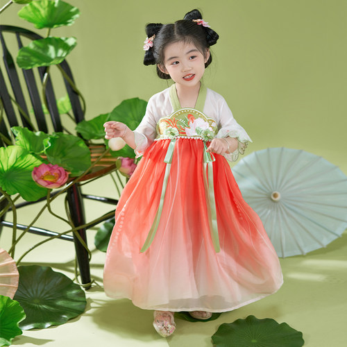 女童汉服夏款儿童古风公主连衣裙