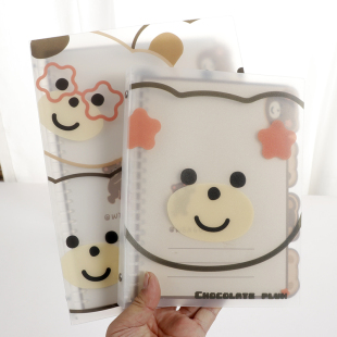 可爱小熊造型索引分类活页本可拆卸PP外壳A5B5A4可替换内芯ins高颜值学生用活页分类记事本活页夹扣环