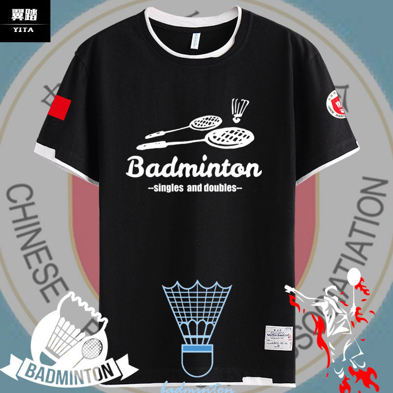 中国羽毛球协会爱好者运动可定制团队假两件短袖T恤衫男女半袖夏