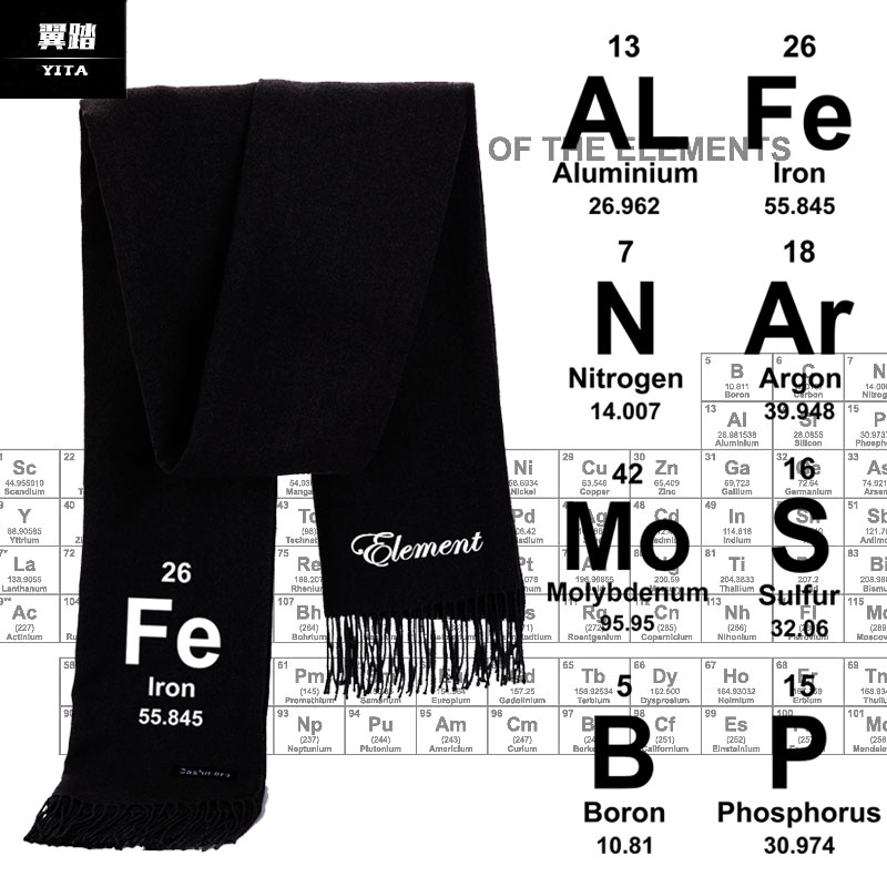 元素周期表门捷列夫化学氢H铌NbU符号Li仿羊绒围巾男女保暖款围脖-封面