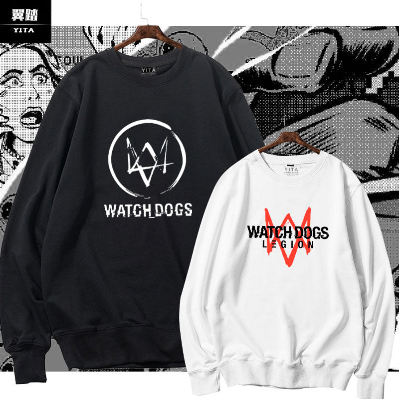 看门狗军团watch dogs legion游戏周边圆领卫衣男女薄款长袖衣服