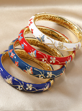 景泰蓝北京复古正品镂空镀金开口手镯时尚双层故宫珐琅镯子礼物