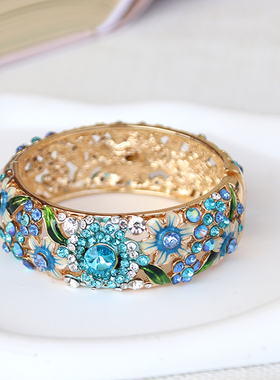 水钻活扣合金奥地利景泰蓝手镯