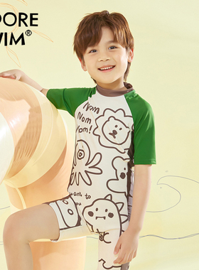 爱多尔男孩泳衣2025年夏季新款男童连体长袖防晒游泳衣中大童男宝