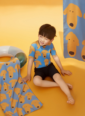 爱多尔儿童游泳浴巾速干浴袍男童沙滩巾干毛巾便携式披巾浴衣泳衣