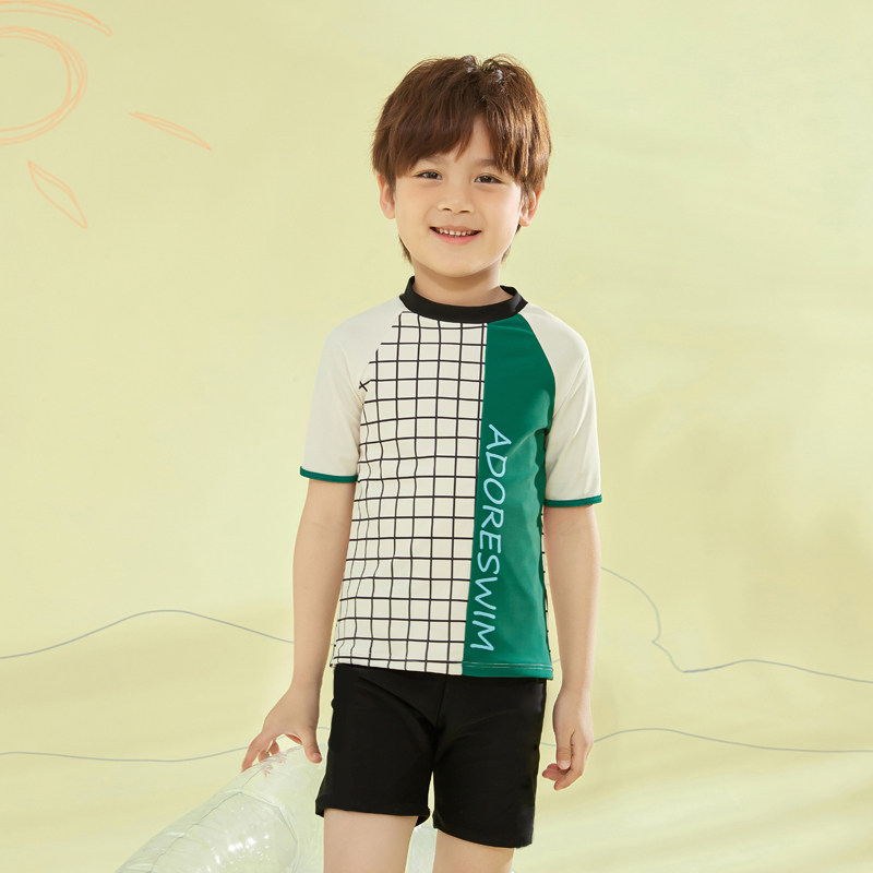 爱多尔2024年新款男童中大童潮童分体游泳衣室内泳池宝宝时尚泳衣