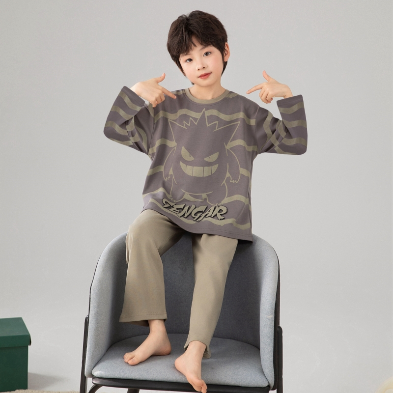 儿童睡衣男孩纯棉春秋季长袖男童两件套耿鬼宽松家居服套装2025款