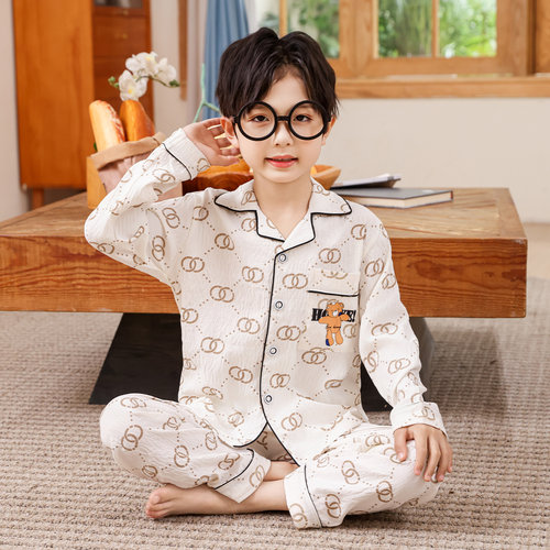 男童睡衣云朵棉长袖长裤春秋季