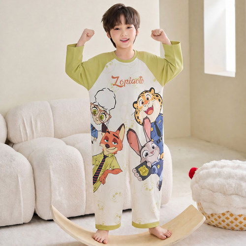 儿童睡衣男童睡袋纯棉连体家居服