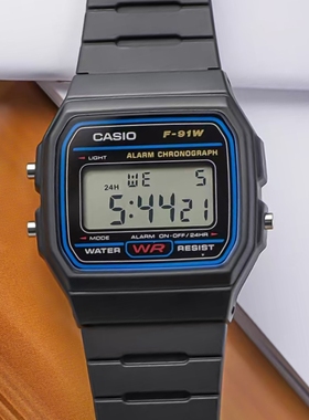 Casio/卡西欧 Sport运动系列防水小方块电子手表 F-91W-1