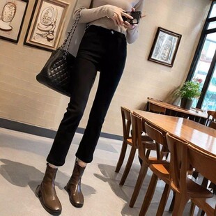 八九分矮小个子黑色窄版直筒牛仔裤女2026春款高腰显瘦百搭烟管裤
