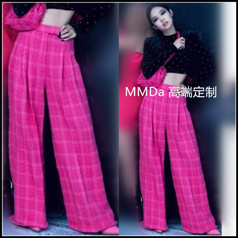 Europe Jennie Same item Rose red Paige Plaid Wide leg pants Small fragrant wind Tweed leisure time Mopping the floor trousersin the Women's clothing/Boutique , Pants , Casual pants  category - from Buy2taobao.com to provide professional Taobao agent buy service