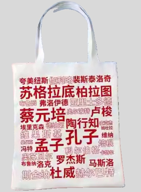 帆布袋历史人物故事周边大学生上课单肩帆布包大容量手提环保定制