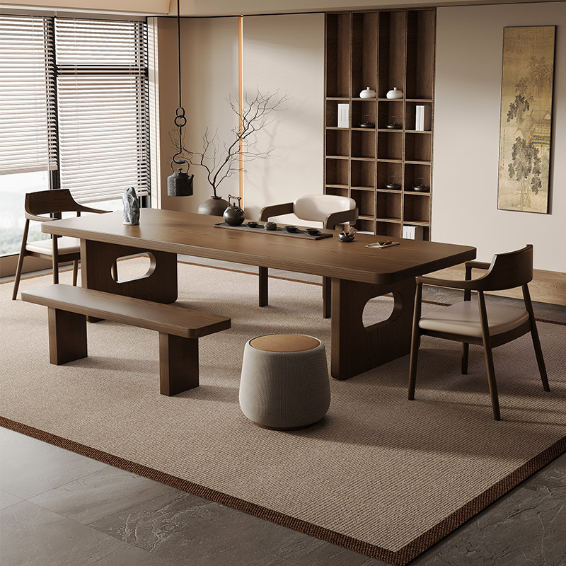 吉赠实木茶桌椅组合新中式家用客厅办公室大板泡茶台2026新款高端